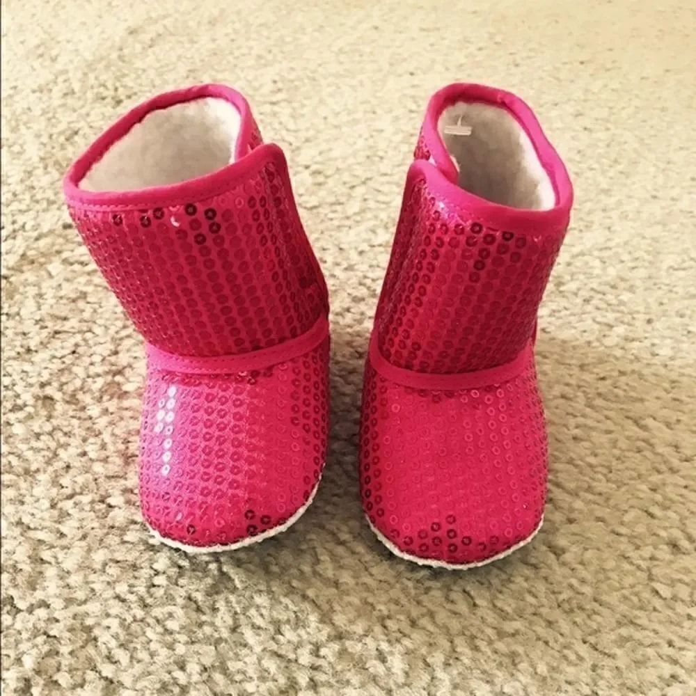 Pink Sequined Boots Size 2